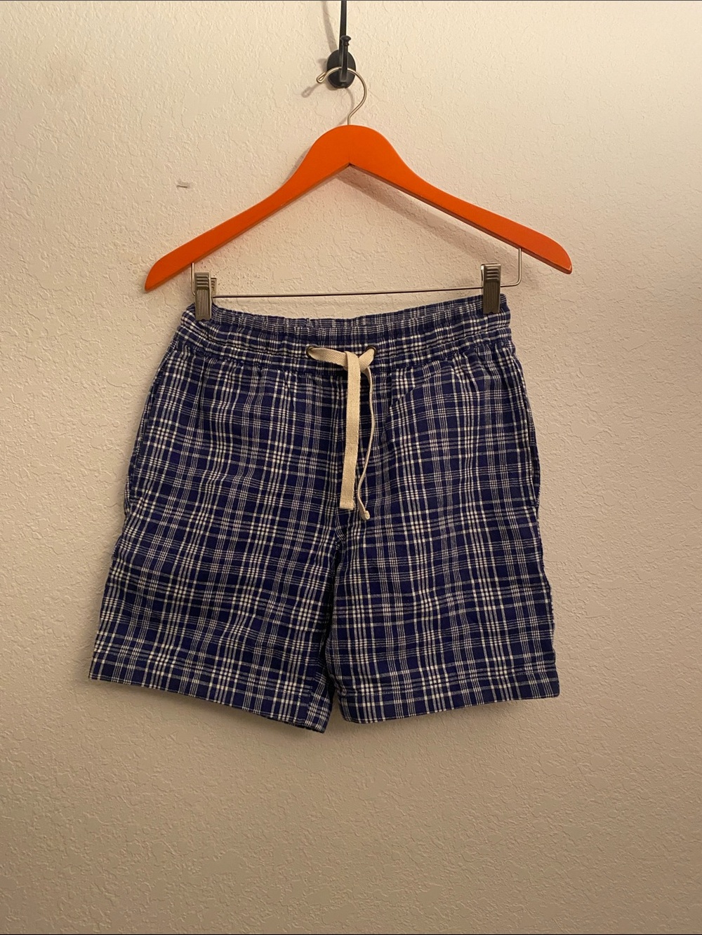 J. Crew Blue and White Plaid Flat Front Shorts